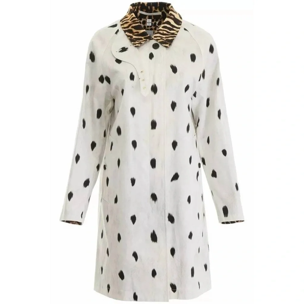 Burberry ANIMAL-PRINT COTTON-TWILL TRENCH COAT IN WHITE,BLACK,BROWN Size - Picture 4 of 16